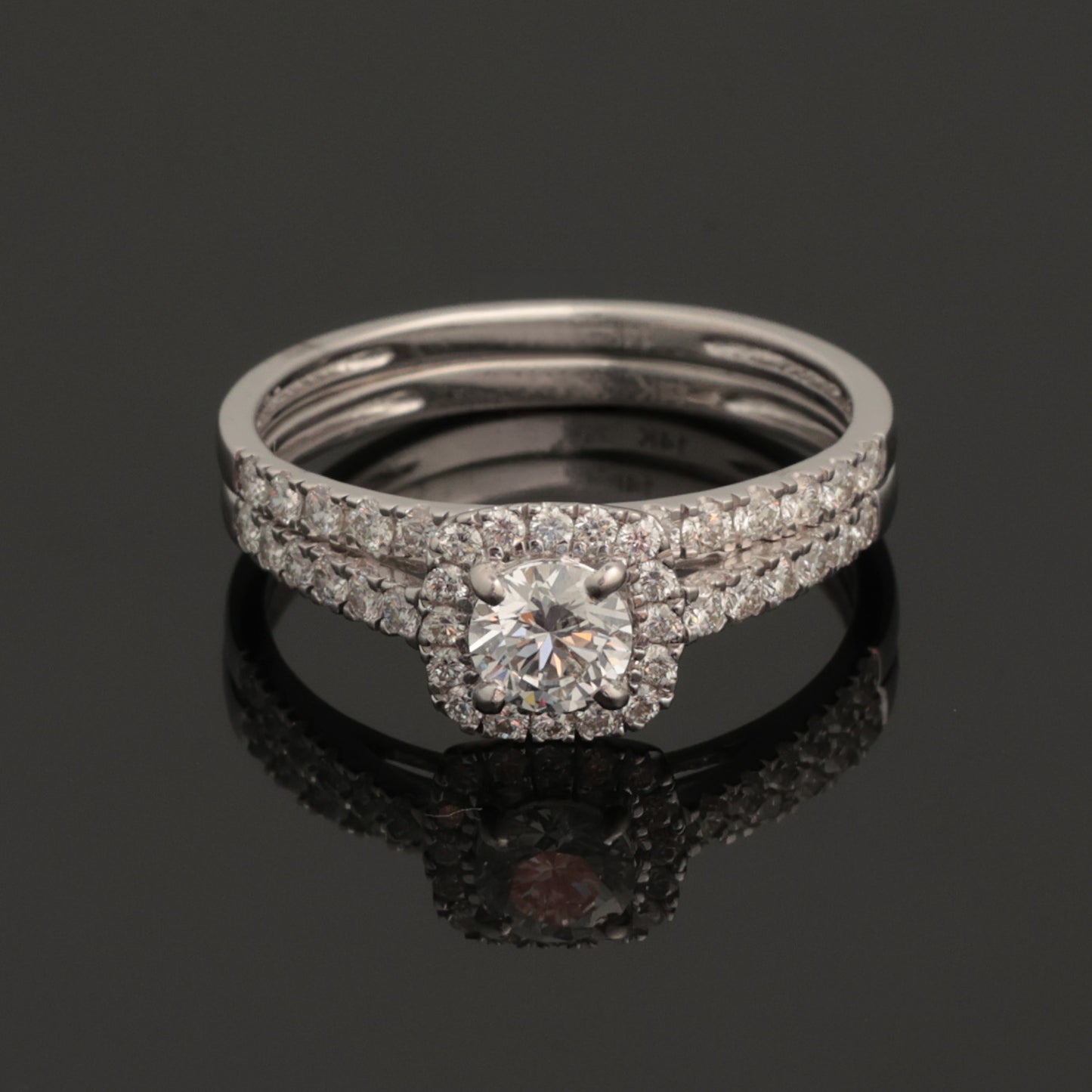 Rings with Diamonds 0.95 ct, White Gold 585° (14K)