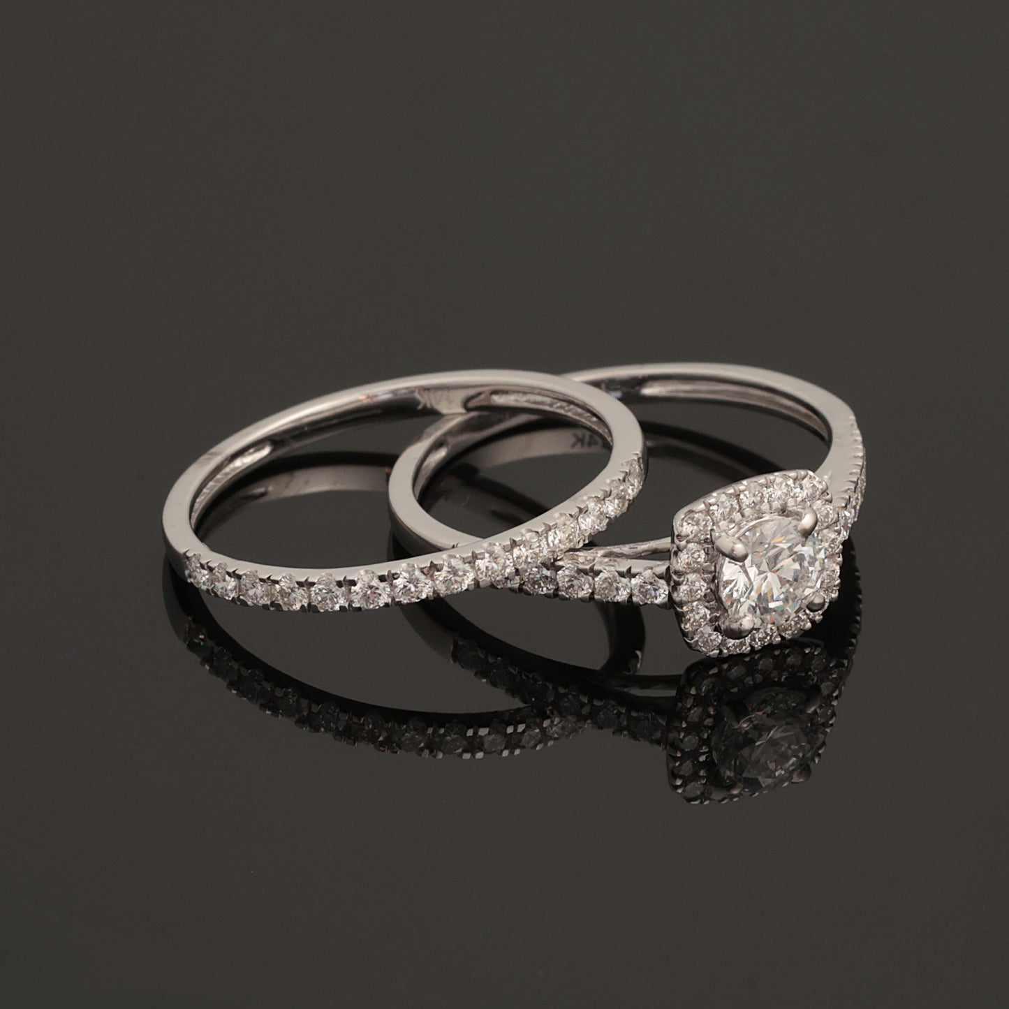 Rings with Diamonds 0.95 ct, White Gold 585° (14K)