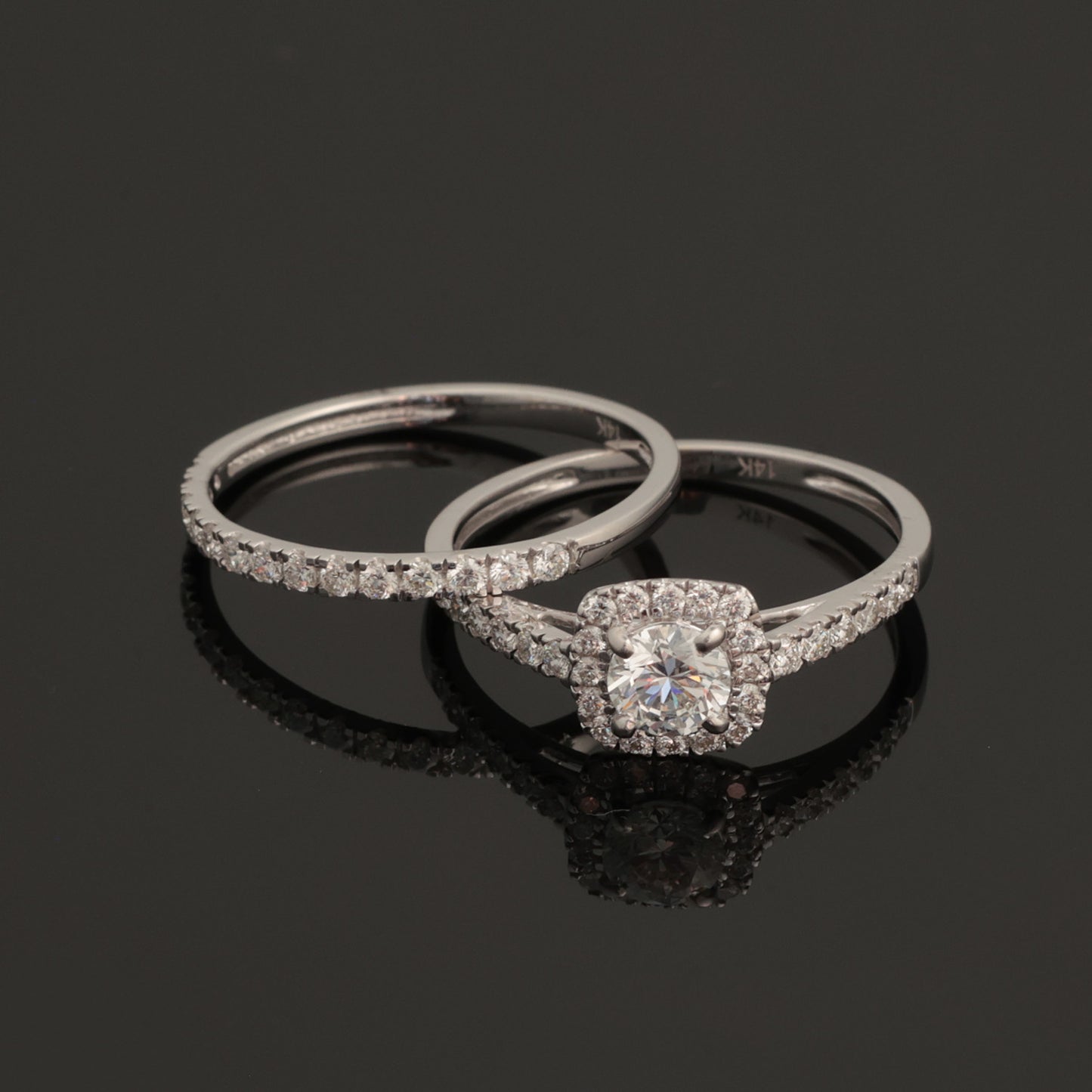 Rings with Diamonds 0.95 ct, White Gold 585° (14K)