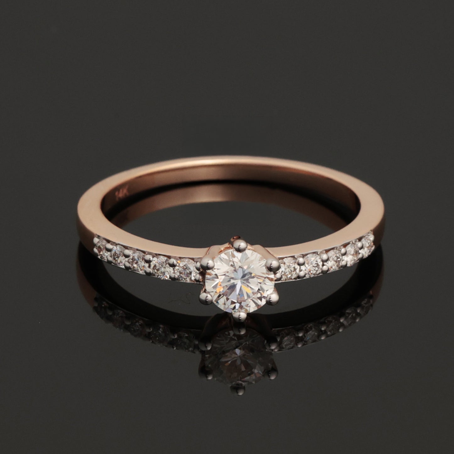 Ring with Diamonds 0.55 ct, Rose Gold 585° (14K)