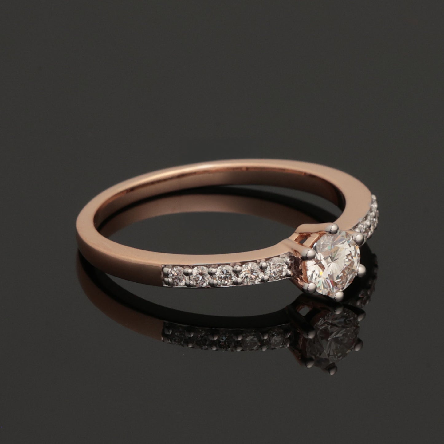 Ring with Diamonds 0.55 ct, Rose Gold 585° (14K)