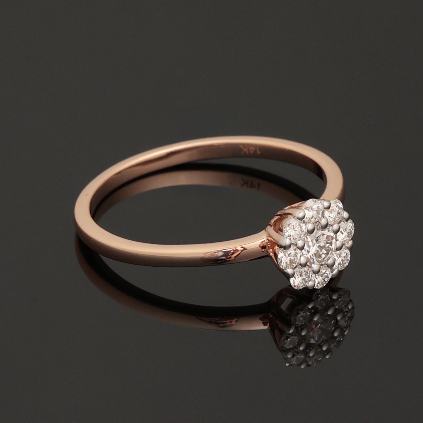 Ring with Diamonds 0.35 ct, Rose Gold 585° (14K)