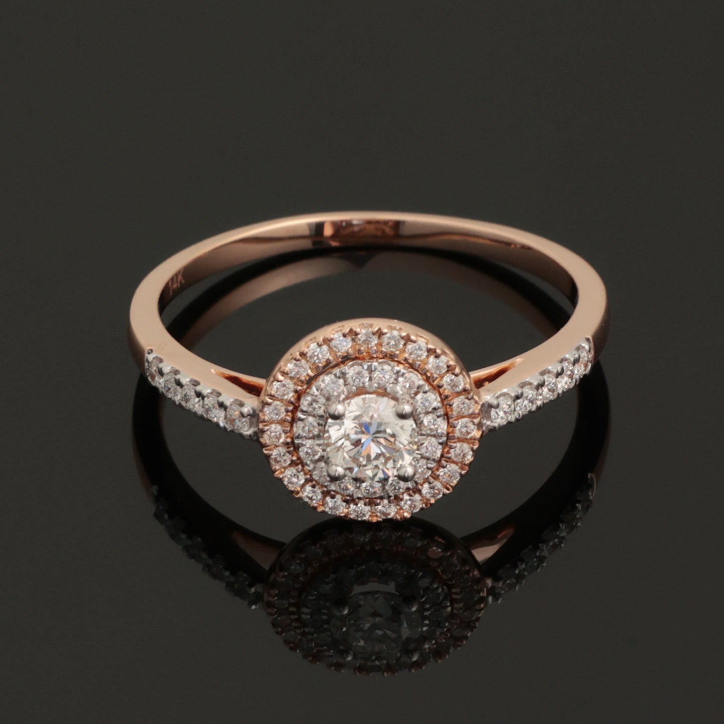Ring with Diamonds 0.45 ct, Rose Gold 585° (14K)
