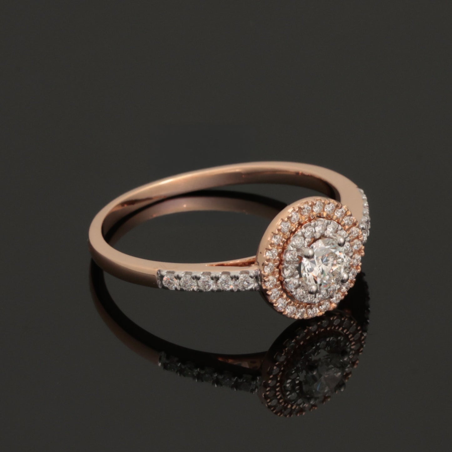 Ring with Diamonds 0.45 ct, Rose Gold 585° (14K)