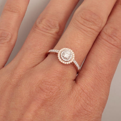 Ring with Diamonds 0.45 ct, Rose Gold 585° (14K)