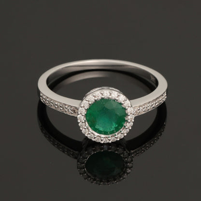 Ring with Emerald 0.75 ct, White Gold 585° (14K)
