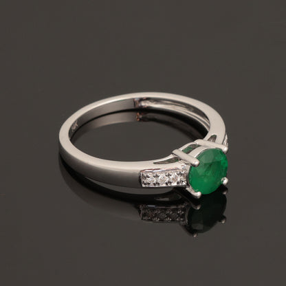Ring with Emerald 0.80 ct, White Gold 585° (14K)