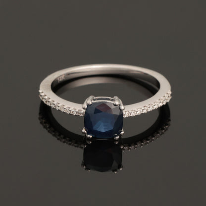 Ring with Sapphire 1.30 ct, White Gold 585° (14K)