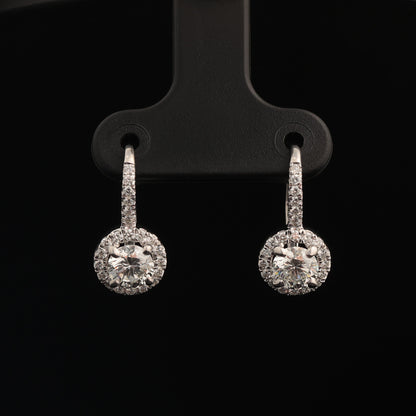 Auskaru pāris ar dimantiem 1.10 ct, baltais zelts 585° (14K)