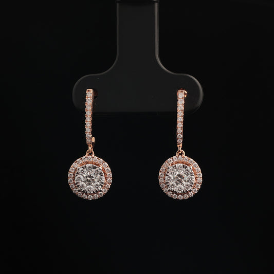 Серьги с бриллиантами 0.65 ct, розовое золото 585° (14K)