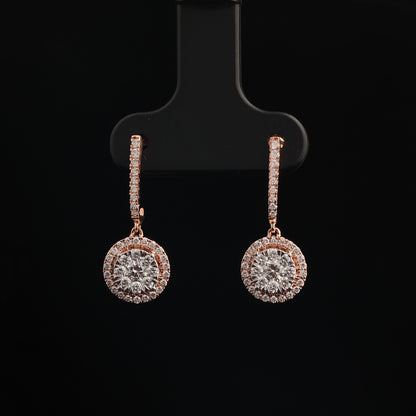 Earrings with Diamonds 0.65 ct, Rose Gold 585° (14K)