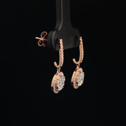 Earrings with Diamonds 0.65 ct, Rose Gold 585° (14K)