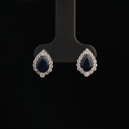 Earrings with Sapphire 1.50 ct, White Gold 585° (14K)