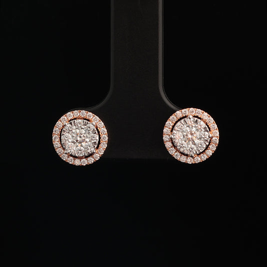 Серьги с бриллиантами 0.60 ct, розовое золото 585° (14K)