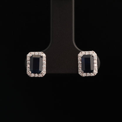 Earrings with Sapphire 1.50 ct, White Gold 585° (14K)