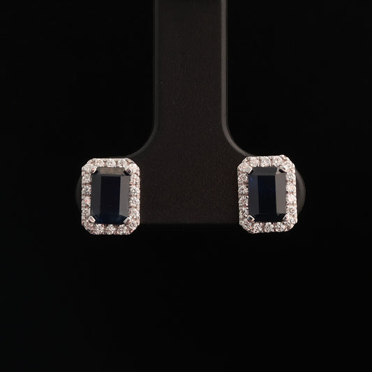 Серьги с сапфирами 1,50 ct и бриллиантами 0,20 ct, белое золото 585° (14K)