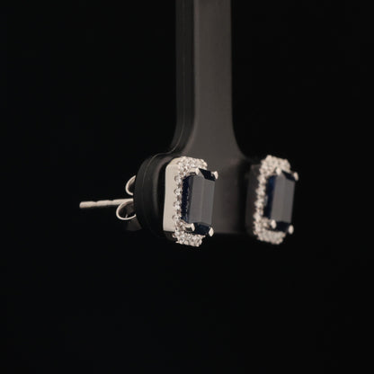 Earrings with Sapphire 1.50 ct, White Gold 585° (14K)