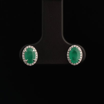 Earrings with Emerald 0.90 ct, White Gold 585° (14K)