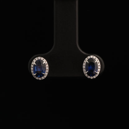 Earrings with Sapphire 1.00 ct, White Gold 585° (14K)