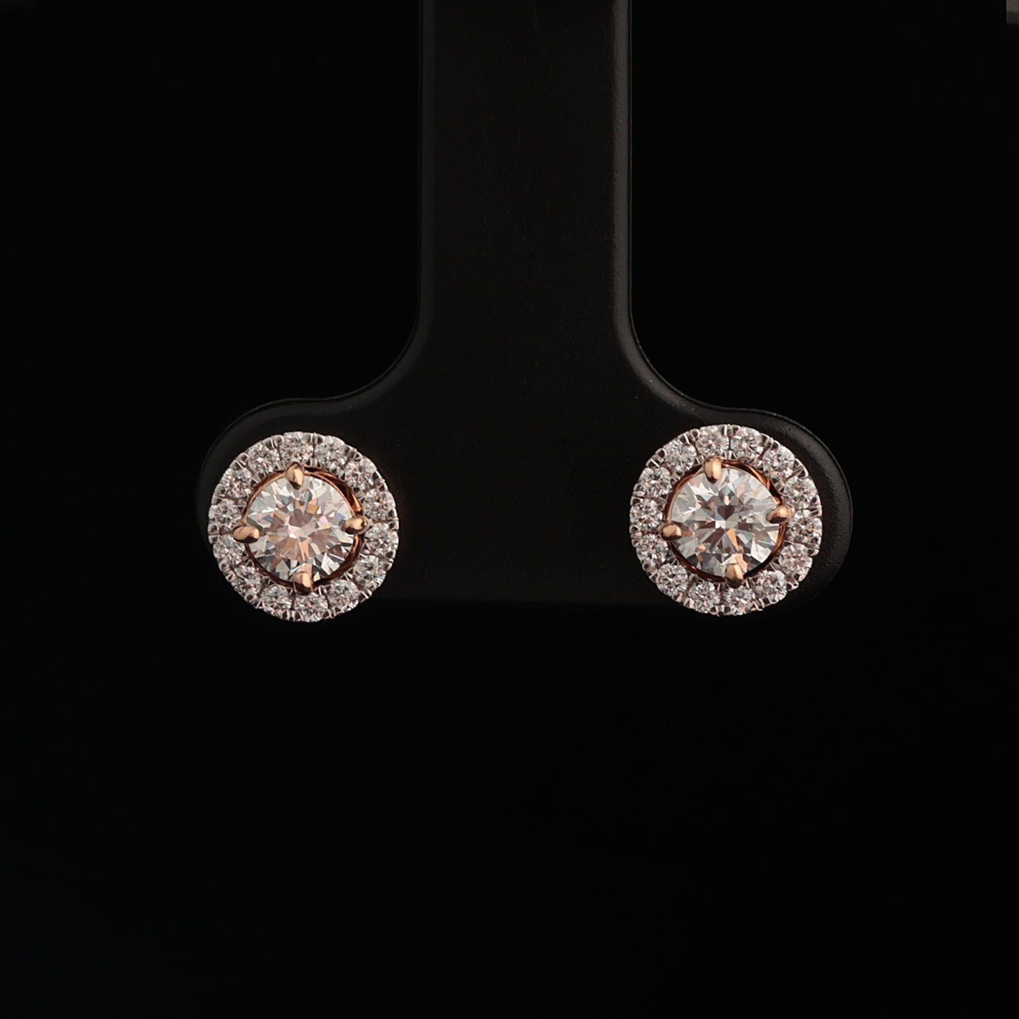 Earrings with Diamonds 0.25 ct, Rose Gold 585° (14K)