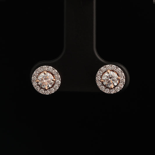 Серьги с бриллиантами 0.75 карата, розовое золото 585 пробы (14K)