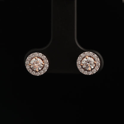 Earrings with Diamonds 0.21 ct, Rose Gold 585° (14K)