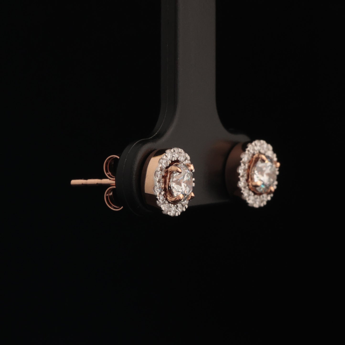 Earrings with Diamonds 0.21 ct, Rose Gold 585° (14K)