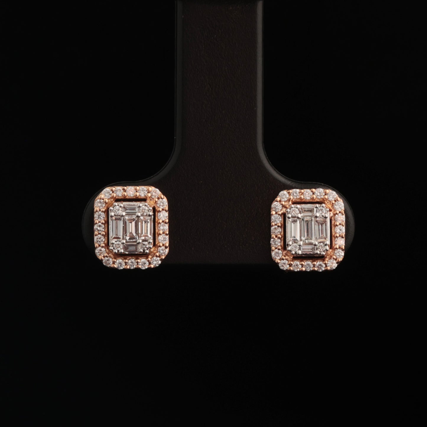 Earrings with Diamonds 0.35 ct, Rose Gold 585° (14K)