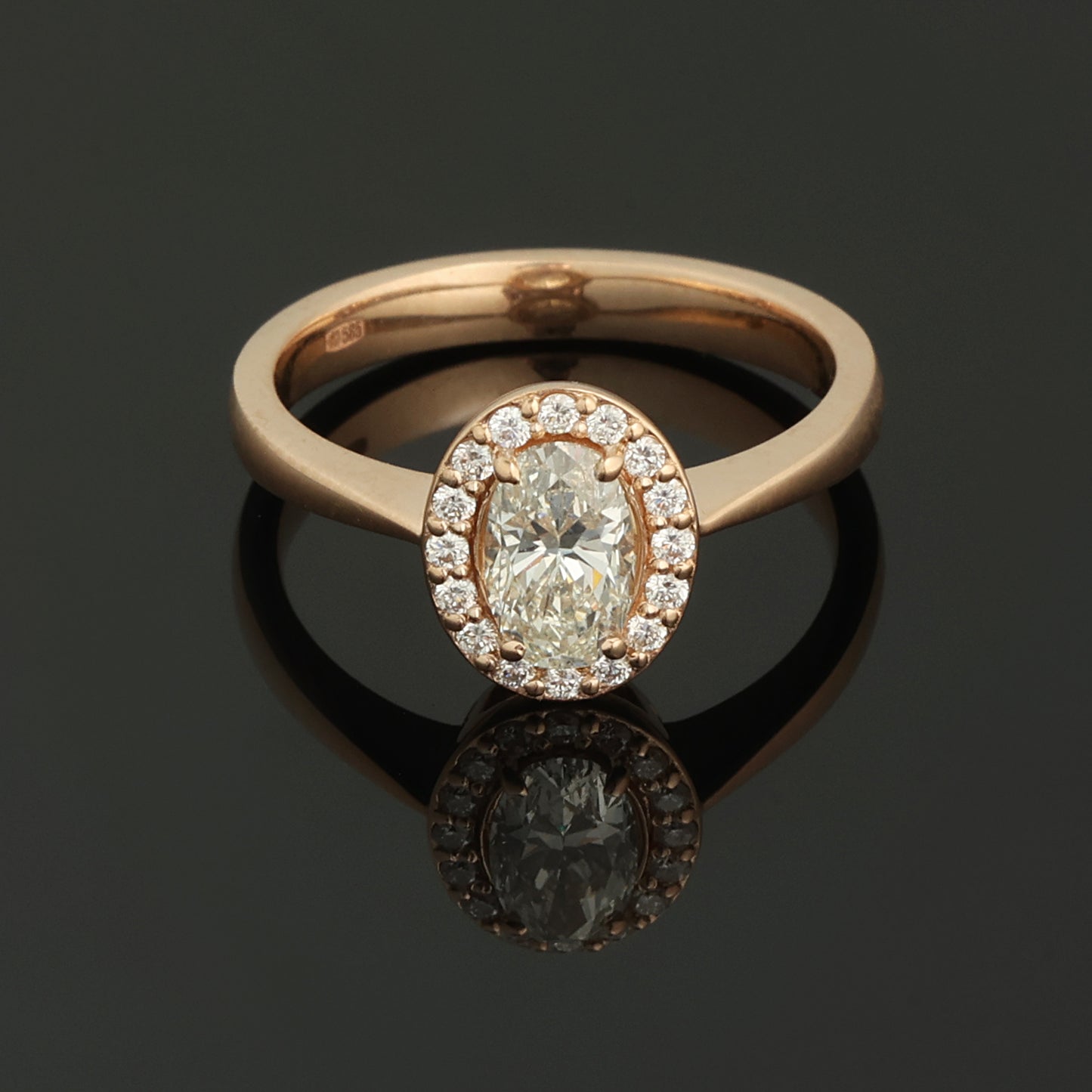 Gredzens ar Dimantiem 0.87 ct, Sarkanais zelts 585° (14K) 