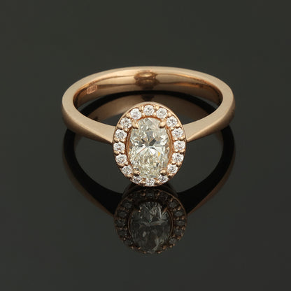 Gredzens ar Dimantiem 0.87 ct, Sarkanais zelts 585° (14K) 