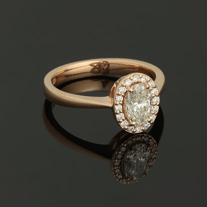 Gredzens ar Dimantiem 0.87 ct, Sarkanais zelts 585° (14K) 