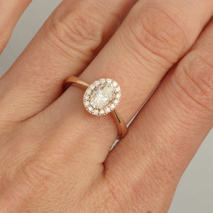 Gredzens ar Dimantiem 0.87 ct, Sarkanais zelts 585° (14K) 