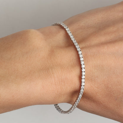 Tenisa aproce ar Dimantiem 3.01 ct, Baltais zelts 750° (18K)