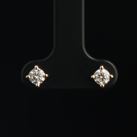 Auskari ar Dimantiem 0.55 ct, Sarkanais zelts 585° (14K)