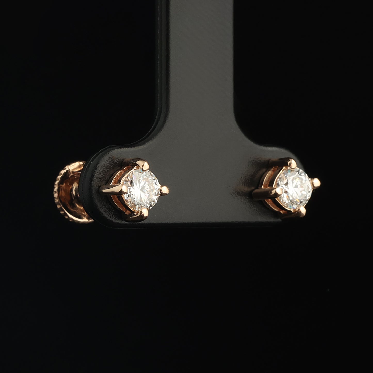 Auskari ar Dimantiem 0.55 ct, Sarkanais zelts 585° (14K)