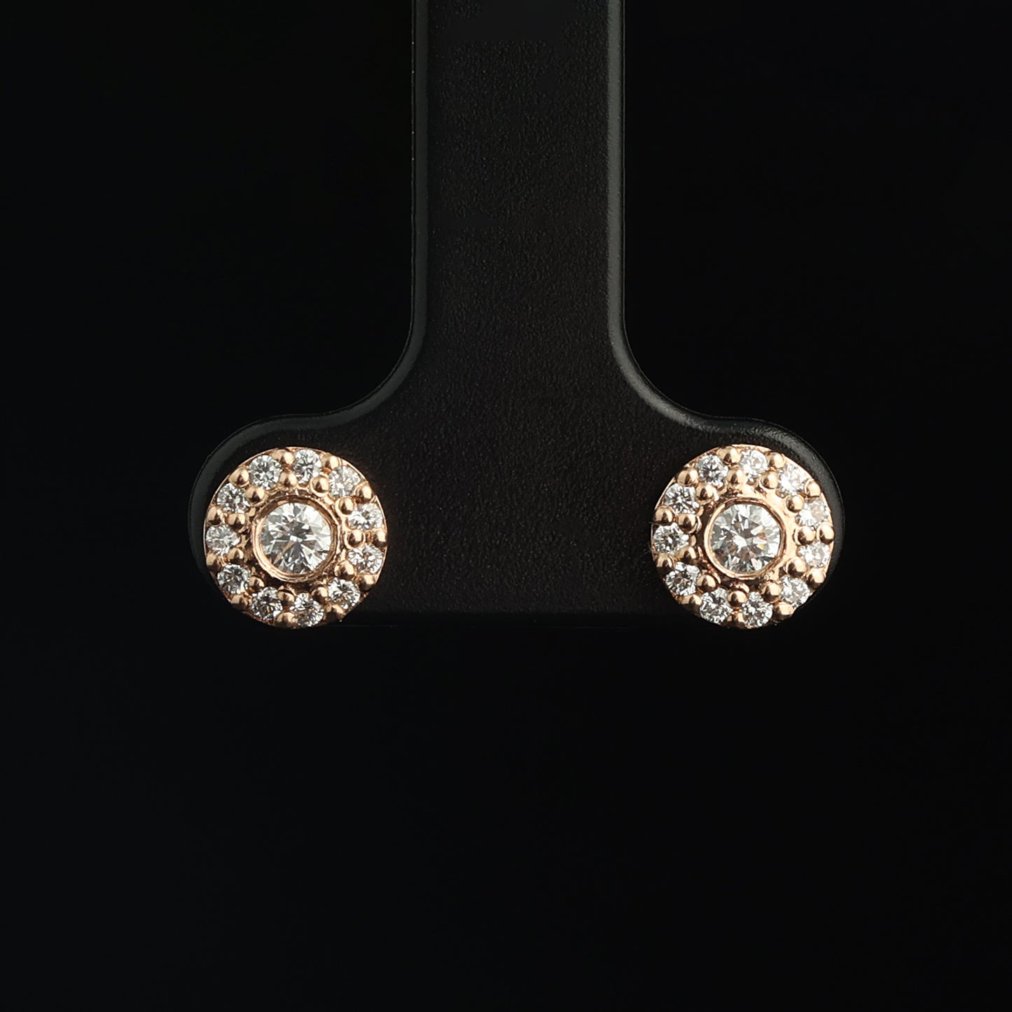 Auskari ar Dimantiem 0.40 ct, Sarkanais zelts 585° (14K)