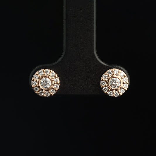 Auskari ar Dimantiem 0.40 ct, Sarkanais zelts 585° (14K)