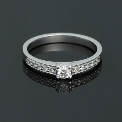 Gredzens ar Dimantiem 0.30 ct, Baltais zelts 585° (14K) 