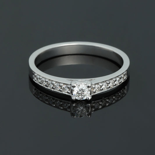 Gredzens ar Dimantiem 0.30 ct, Baltais zelts 585° (14K) 