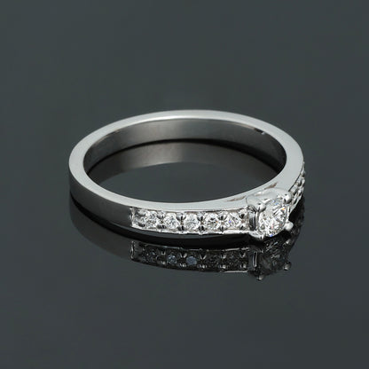 Gredzens ar Dimantiem 0.30 ct, Baltais zelts 585° (14K) 