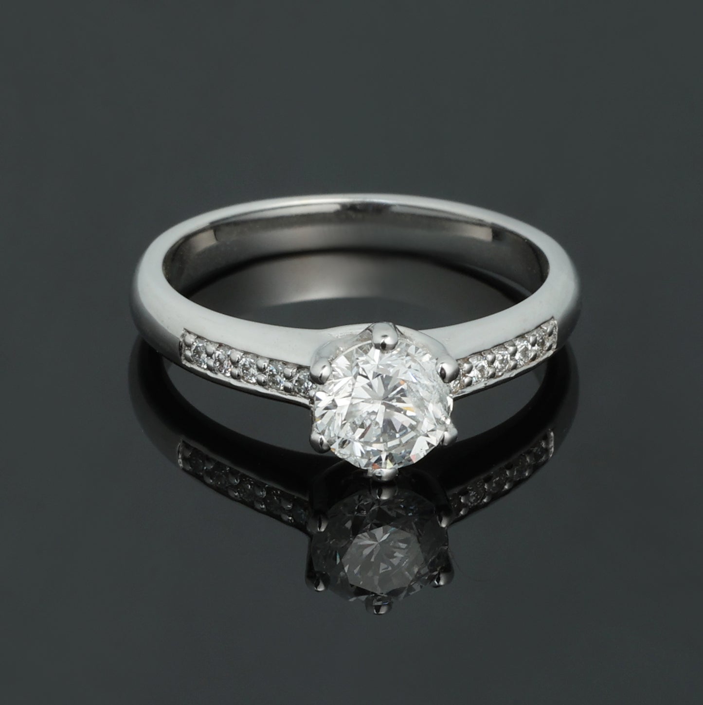 Gredzens ar Dimantiem 1.00 ct, Baltais zelts 585° (14K) 