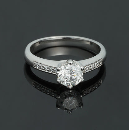 Gredzens ar Dimantiem 1.00 ct, Baltais zelts 585° (14K) 