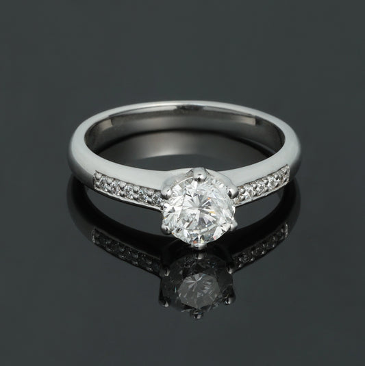 Gredzens ar Dimantiem 1.00 ct, Baltais zelts 585° (14K) 