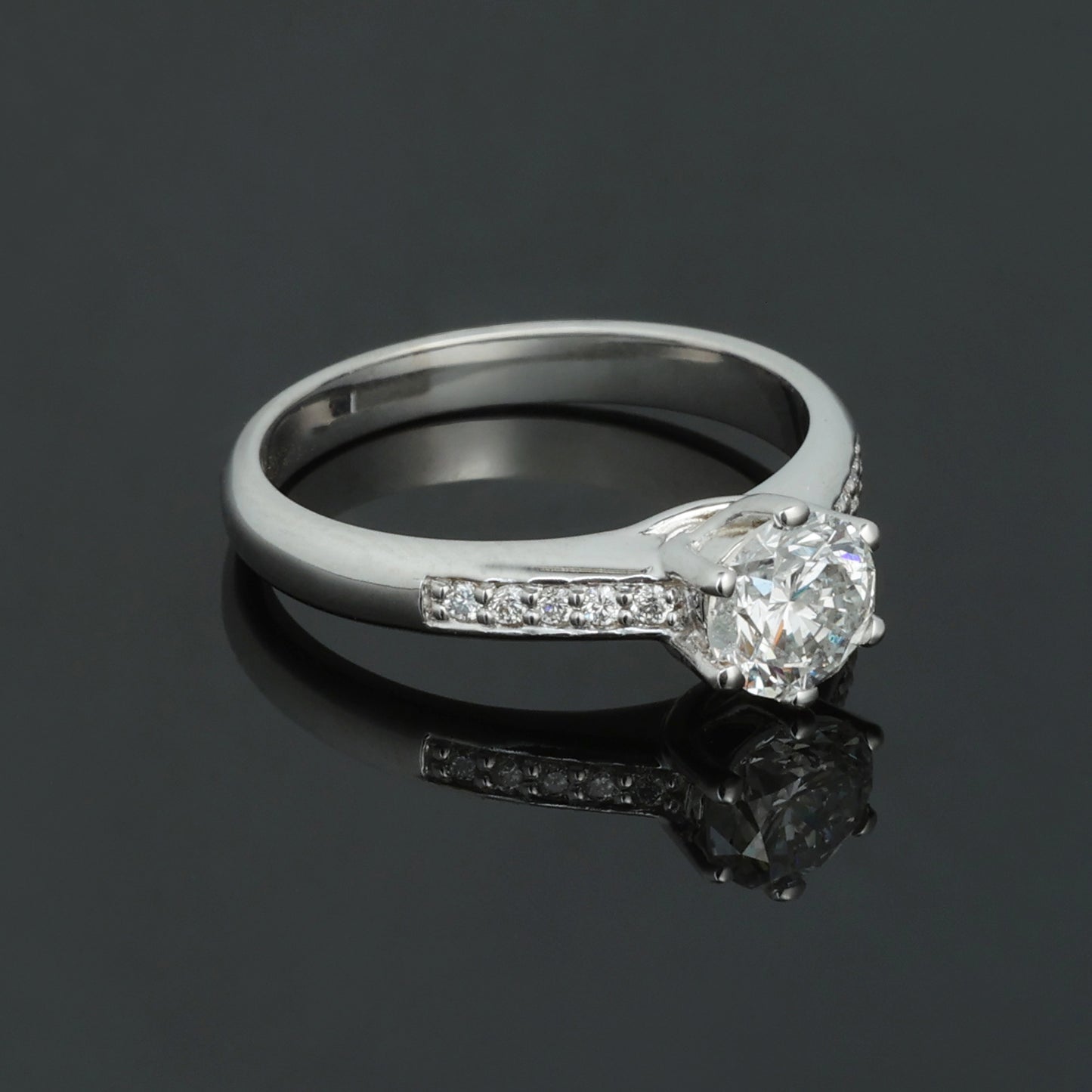 Gredzens ar Dimantiem 1.00 ct, Baltais zelts 585° (14K) 