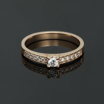 Gredzens ar Dimantiem 0.30 ct, Sarkanais zelts 585° (14K) 