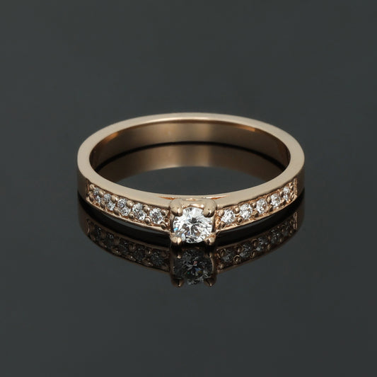 Gredzens ar Dimantiem 0.30 ct, Sarkanais zelts 585° (14K) 