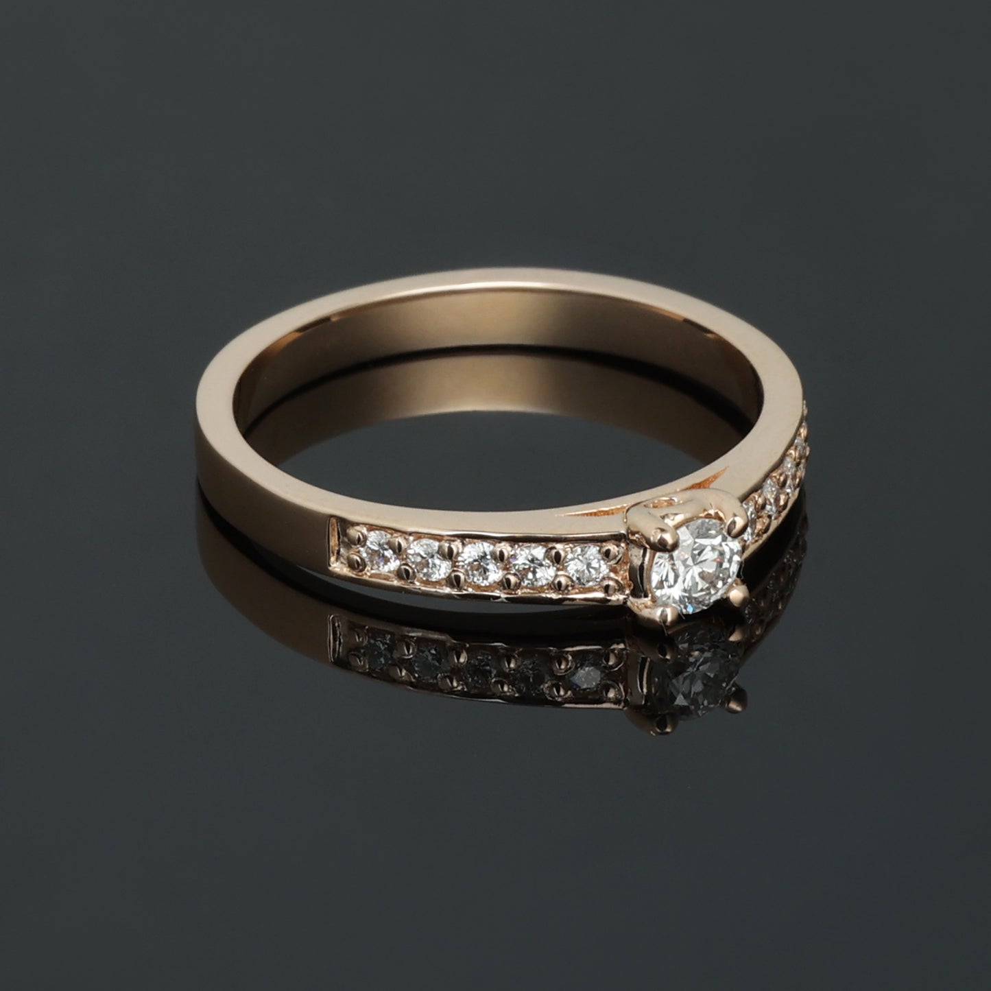 Gredzens ar Dimantiem 0.30 ct, Sarkanais zelts 585° (14K) 