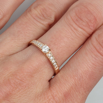 Gredzens ar Dimantiem 0.30 ct, Sarkanais zelts 585° (14K) 