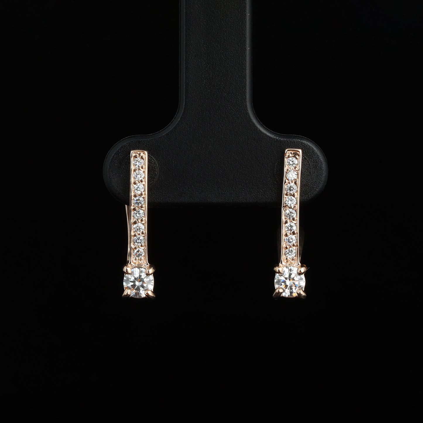 Auskari ar Dimantiem 0.45 ct, Sarkanais zelts 585° (14K)