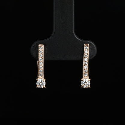 Auskari ar Dimantiem 0.45 ct, Sarkanais zelts 585° (14K)